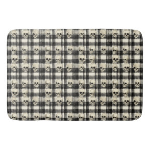 Tapis De Bain Grille de crâne - Géométrie Macabre en monochrome