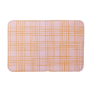 Tapis De Bain Grille mignonne Lignes Motif Pastel rose et orange