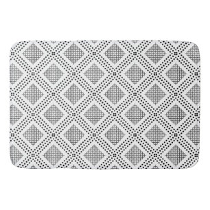 Tapis De Bain Grille pointillée : Carré noir et blanc répétitif