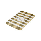 Tapis De Bain Grilles Blanches Et Or Monographiées (Angle)