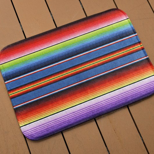 Tapis De Bain Grilles de couverture mexicaine Serape arc-en-ciel