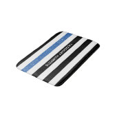 Tapis De Bain Grilles noires modernes FAUX Blue Glitz et nom (Angle)
