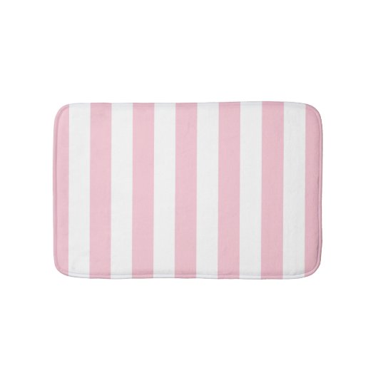 Tapis De Bain Grilles Verticales Bébé Rose Et Blanc Gratté (Devant)