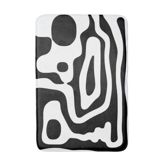 Tapis De Bain Grip Vise : Noir et Blanc Abstrait (Devant (Vertical))