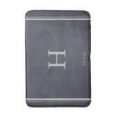 Tapis De Bain Gris à Ancre de monogramme minimal| Argent (Devant (Vertical))