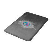 Tapis De Bain Gris argenté / Gris Peacock plumes sur Graphite (Angle)