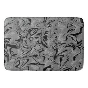 Tapis De Bain Gris argenté & noir élégant glamour marbre tourbil