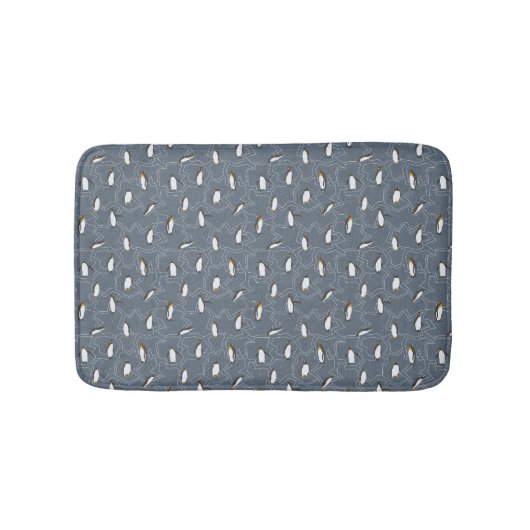 Tapis de bain gris avec de petits pingouins (Devant)