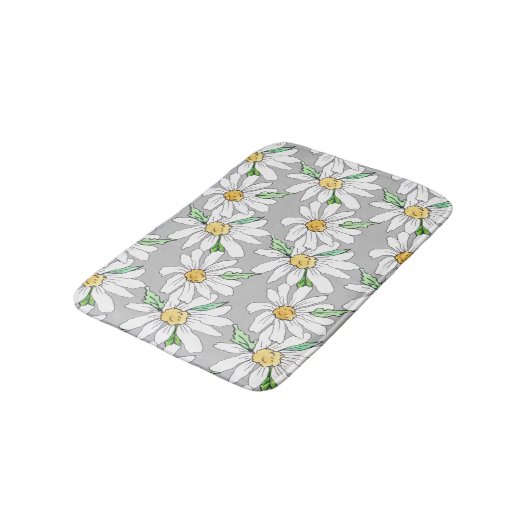 Tapis De Bain gris avec marguerites (Angle)