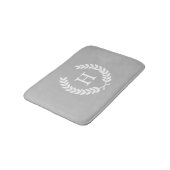 Tapis De Bain Gris Blanc Blé Laurel Wreath Initial Monogramme (Angle)