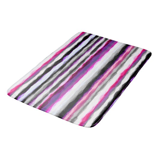 Tapis De Bain Gris, blanc et rose Abstrait (Angle)