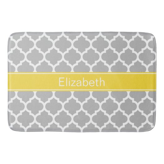 Tapis De Bain Gris Blanc Marocain #5 Ananas Monogramme Initiale (Devant)