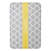 Tapis De Bain Gris Blanc Marocain #5 Ananas Monogramme Initiale (devant Vertical)