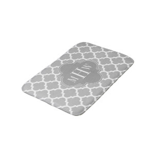 Tapis De Bain Gris Blanc Marocain #5 Gris foncé 3 Monogramme ini
