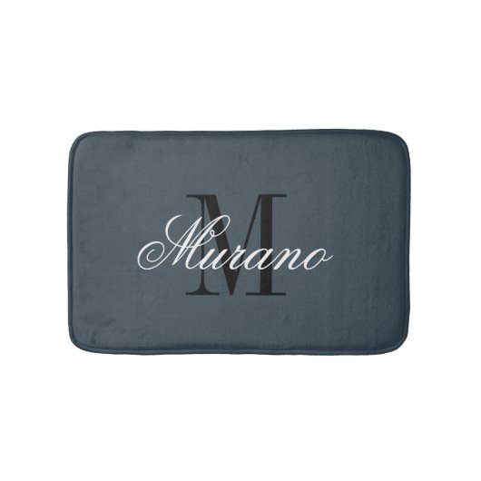 Tapis de bain gris charbon avec monogramme de nom (Devant)
