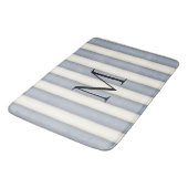 Tapis De Bain Gris d'ardoise et rayures blanches anciennes Monog (Angle)