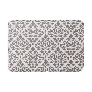 Tapis De Bain Gris de motif de damassé de rouleau grand sur la