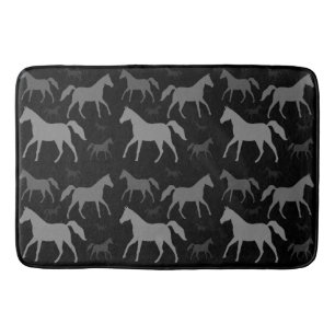 Tapis de bain gris de silhouette de cheval