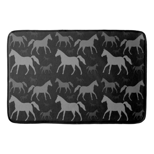 Tapis de bain gris de silhouette de cheval (Devant)
