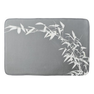 Tapis De Bain Gris et blanc en bambou d'arbuste de zen oriental