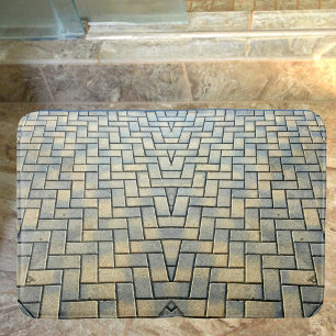 Tapis De Bain Gris et jaune en brique