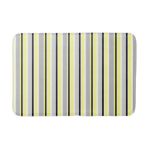 Tapis De Bain Gris et jaune rayé élégant