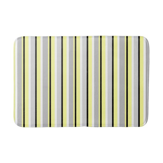 Tapis De Bain Gris et jaune rayé élégant (Devant)