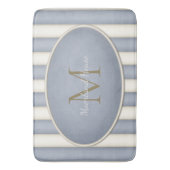 Tapis De Bain Gris et rayures de crème Bronze Monogramme (devant Vertical)