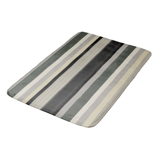 Tapis De Bain Gris et rayures vertes (Angle)