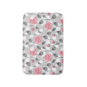 Tapis De Bain Gris et rose. Motif floral (Devant (Vertical))