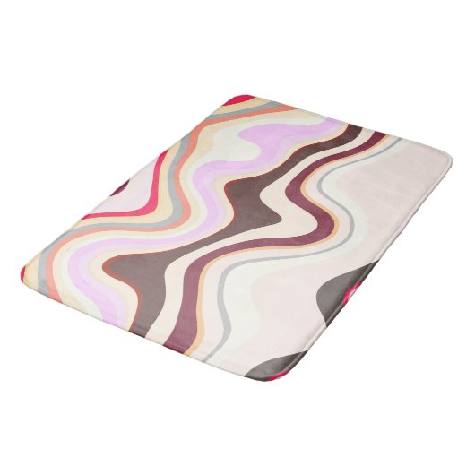 Tapis De Bain Gris et rose ondulé (Angle)