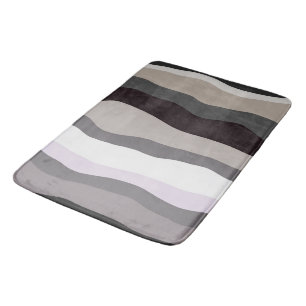 Tapis De Bain Gris et violet rayures ondulées