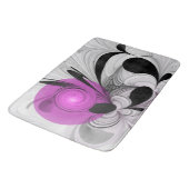 Tapis De Bain Gris Noir Abstrait Avec Art Fractal Magenta (Angle)