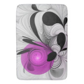 Tapis De Bain Gris Noir Abstrait Avec Art Fractal Magenta (devant Vertical)