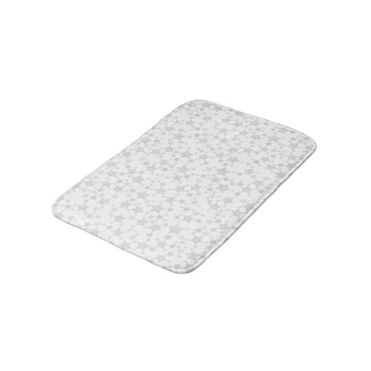 Tapis De Bain Gris pâle sur blanc | Motif d'étoiles d'impression (Angle)