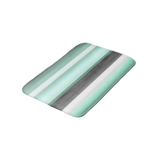 Tapis De Bain Gris Pastel Mint Vert Aquarelle Gris Motif (Angle)