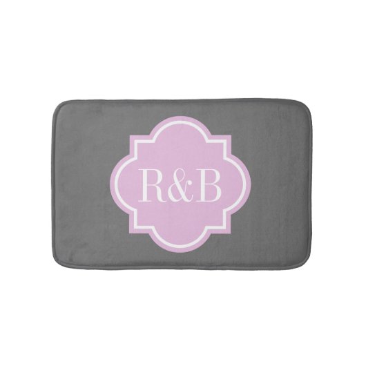 Tapis de bain gris rose personnalisé de glissement (Devant)