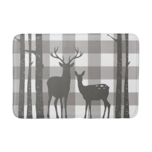 Tapis De Bain Gris rustique buffalo carreaux écossais cerfs & bo