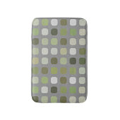 Tapis De Bain Gris Sage Olive Green Round Carrés Art (Devant (Vertical))