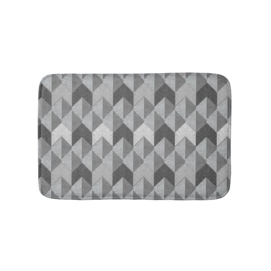 Tapis De Bain Gris texturé géométrique. (Devant)
