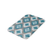 Tapis De Bain Gris Turquoise Bleu Vert Retro Ikat gouttes Motif (Angle)