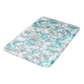 Tapis De Bain gris turquoise et blanc abstrait  (Angle)