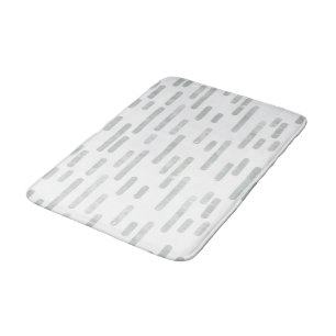 Tapis De Bain Gris vert sur lignes arrondies blanches Motif