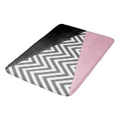 Tapis De Bain Gris Zigzag, Gris Chevron, Motif Zigzag, Rose (Angle)