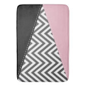 Tapis De Bain Gris Zigzag, Gris Chevron, Motif Zigzag, Rose (devant Vertical)