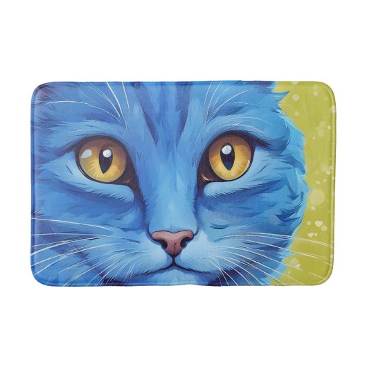 Tapis De Bain Gros chat bleu. (Devant)