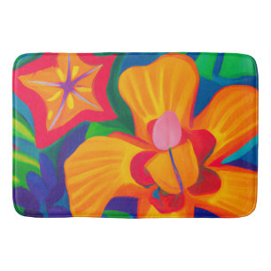 Tapis De Bain Grosse fleur tropicale orange Bath Mat
