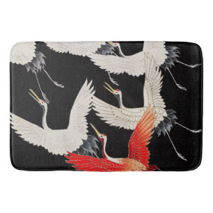 Tapis De Bain Grues volantes : Japonais Bird Kimono Art