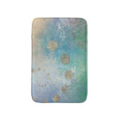 Tapis De Bain Grunge Côtière | Aquarelle bleu et vert or (Devant (Vertical))