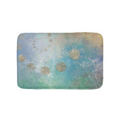 Tapis De Bain Grunge Côtière | Aquarelle bleu et vert or (Devant)